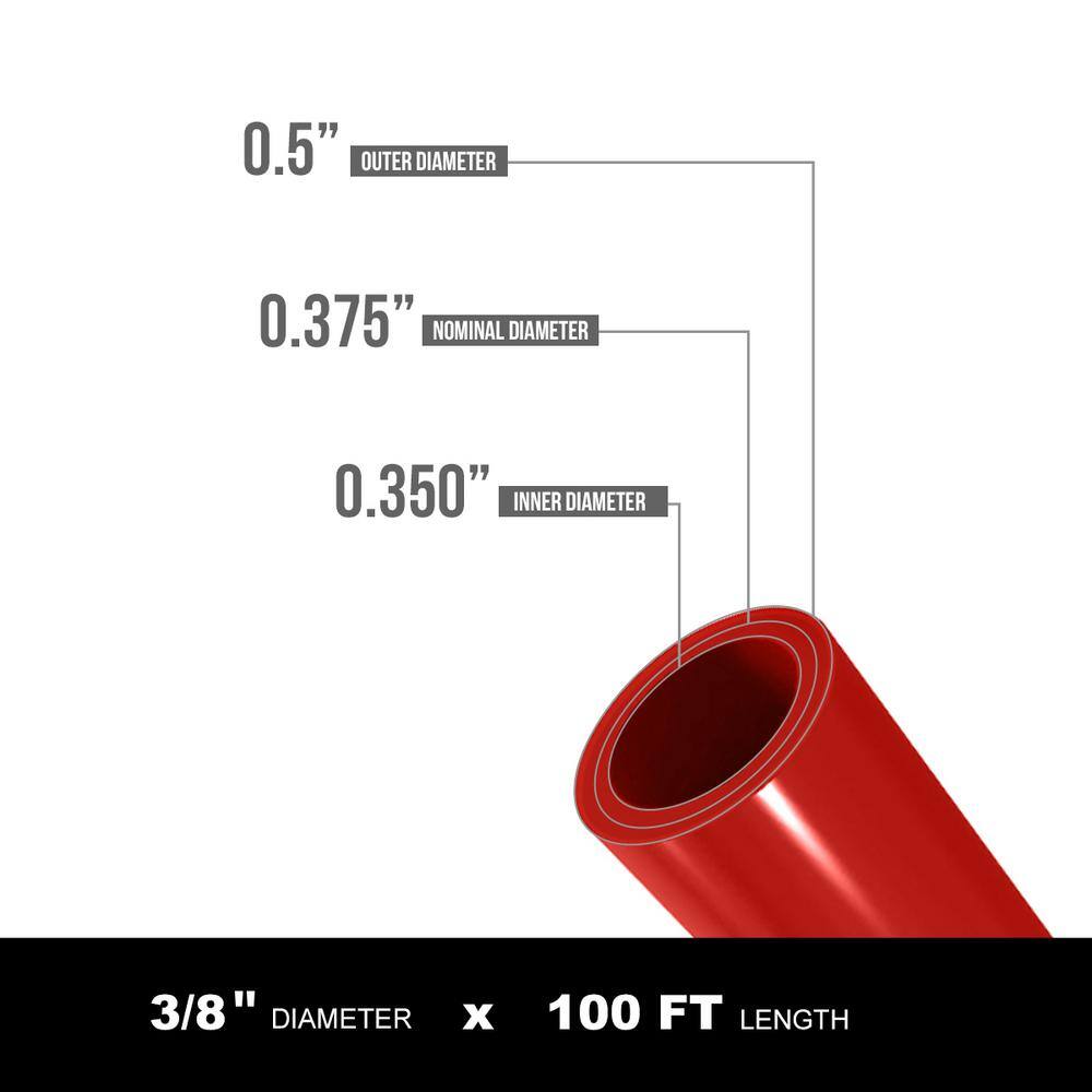 PLUMBFLEX POBR38100 3 8 in. x 100 ft. PEX-B Tubing Oxygen Barrier Radiant Heating Pipe in Red2