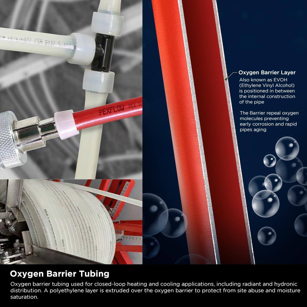 PLUMBFLEX POBR38100 3 8 in. x 100 ft. PEX-B Tubing Oxygen Barrier Radiant Heating Pipe in Red3