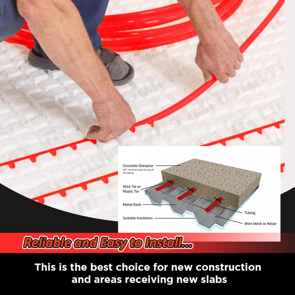 PLUMBFLEX POBR38100 3 8 in. x 100 ft. PEX-B Tubing Oxygen Barrier Radiant Heating Pipe in Red9