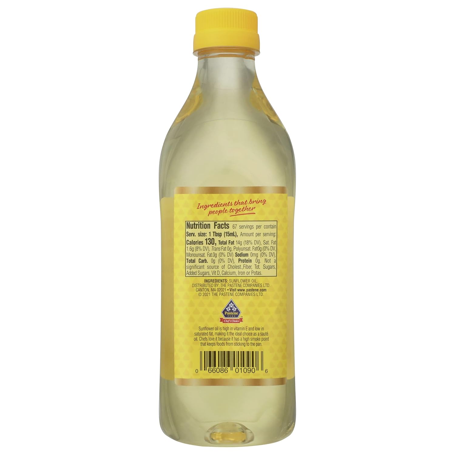 Pastene Sunflower Oil, 32 Ounce (Pack of 6)34