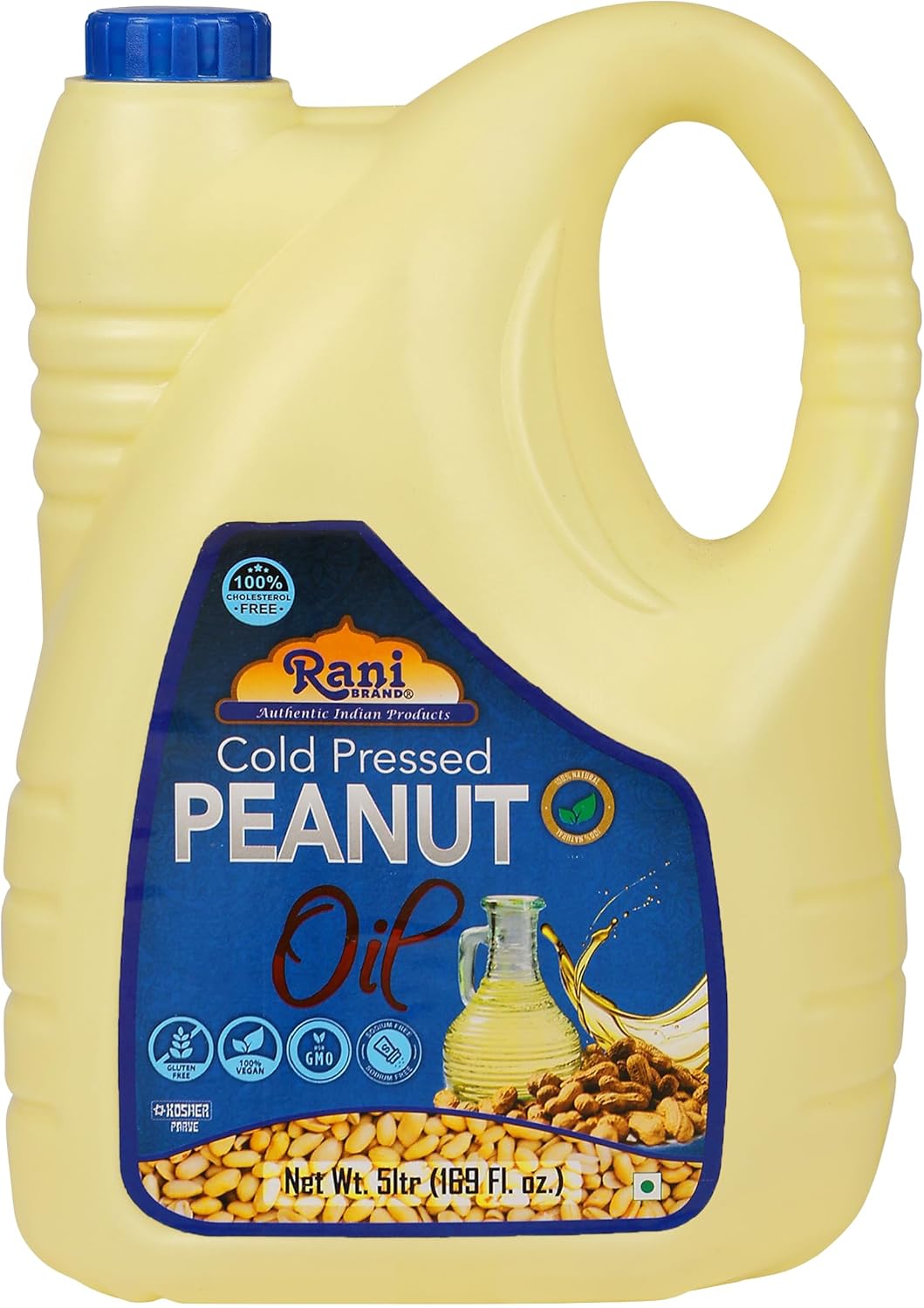 Rani Peanut Oil 169 Ounce (5 Liter) Cold Pressed 100% Natural NON-GMO Kosher Vegan Gluten Free Rani Peanut Oil 169 Ounce (5 Liter) Cold Pressed | 100% Natural | NON-GMO | Kosher | Vegan | Gluten Free