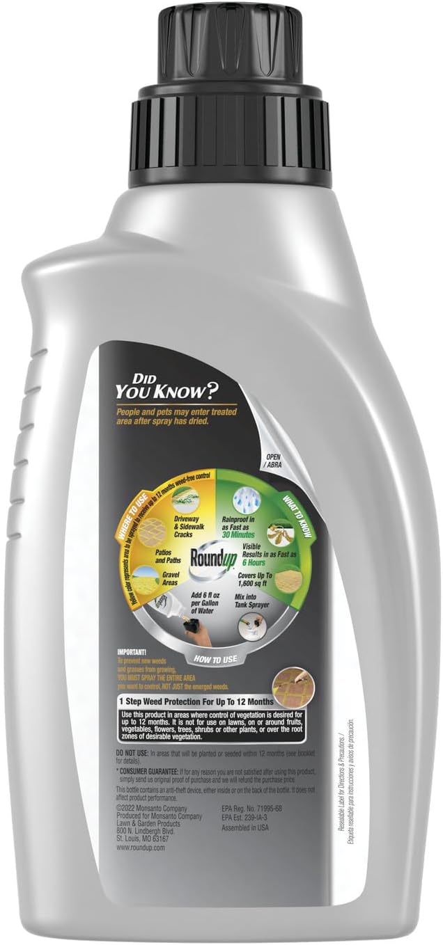 Roundup Dual Action 365 Weed & Grass Killer Plus 12 Month Preventer Concentrate, Kills & Prevents for up to 1 Year, 32 fl.oz.4