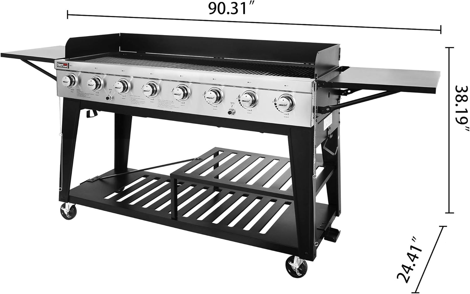Royal Gourmet 8-Burner Gas Grill, 104,000 BTU Liquid Propane Grill, Independently Controlled Dual Systems, Outdoor Party or Backyard BBQ, Black3