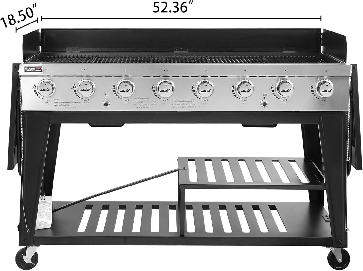 Royal Gourmet 8-Burner Gas Grill, 104,000 BTU Liquid Propane Grill, Independently Controlled Dual Systems, Outdoor Party or Backyard BBQ, Black5