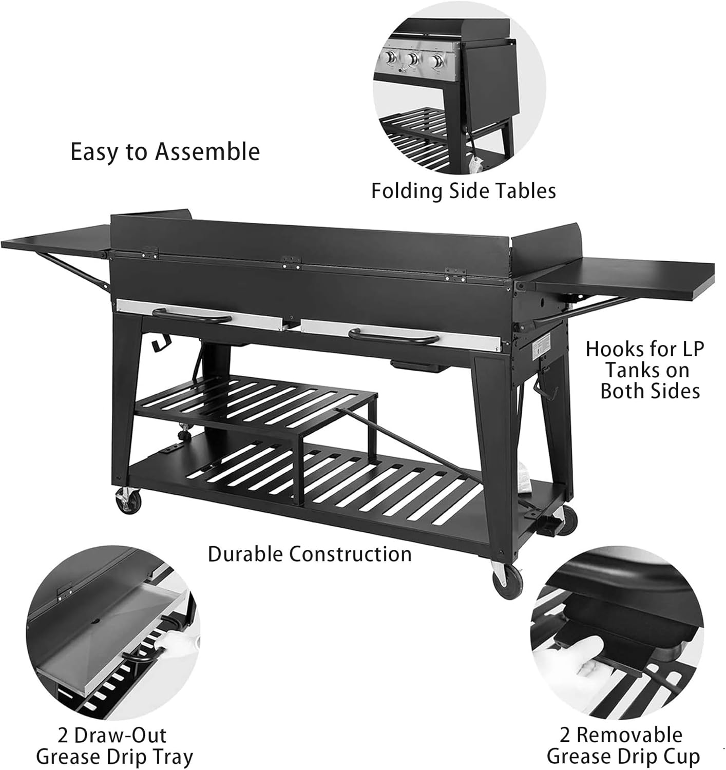 Royal Gourmet 8-Burner Gas Grill, 104,000 BTU Liquid Propane Grill, Independently Controlled Dual Systems, Outdoor Party or Backyard BBQ, Black8