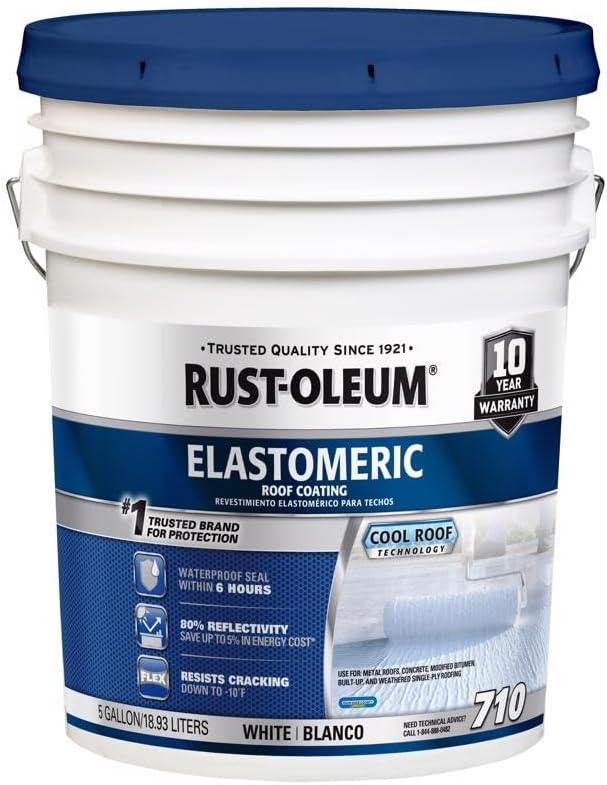 Rust-Oleum 4.75 Gallon 301994 Elastomeric Roof Coating, 710 White1 Rust-Oleum 4.75 Gallon 301994 Elastomeric Roof Coating, 710 White