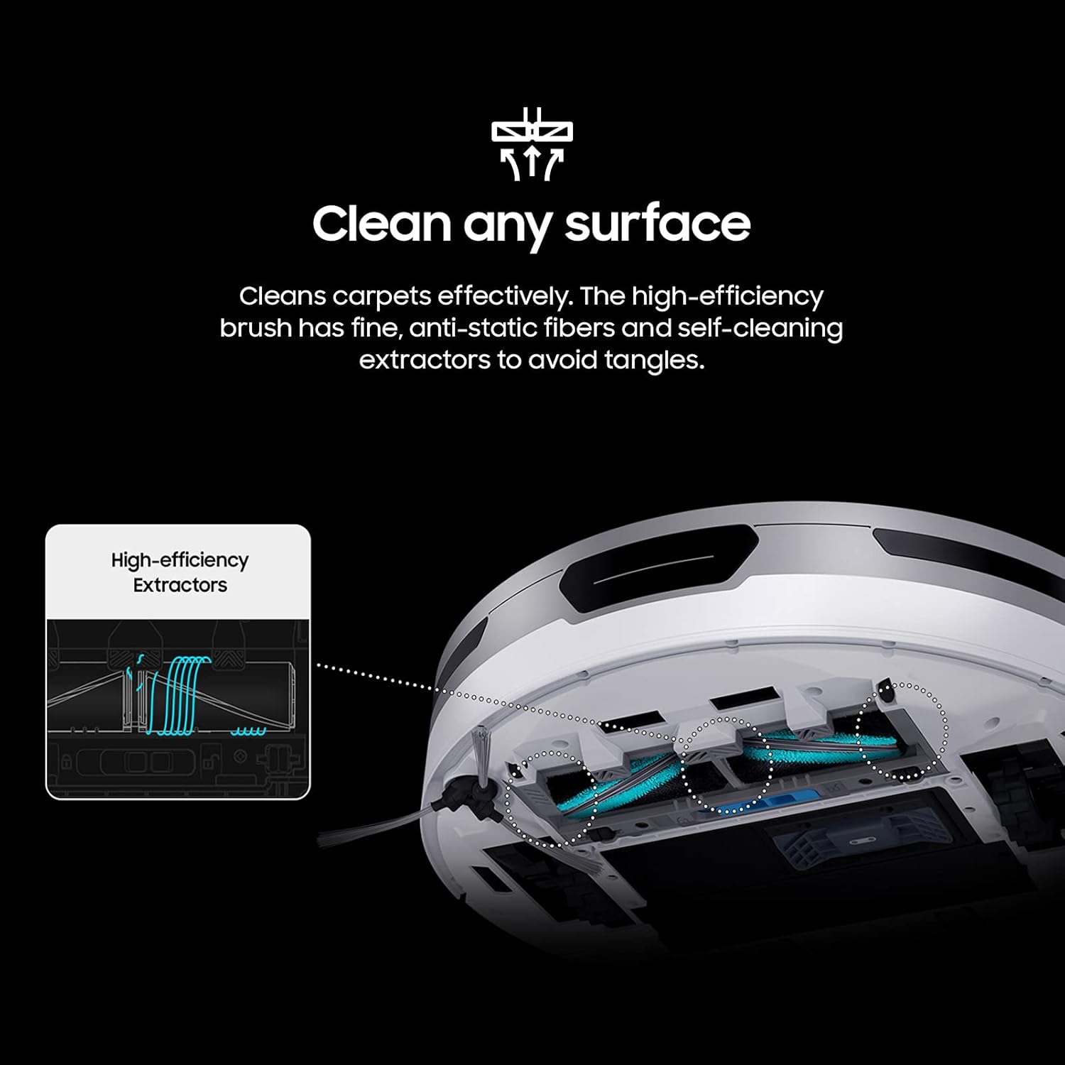 SAMSUNG Jet Bot Robot Cordless Vacuum Cleaner w Intelligent Power Control, Precise Navigation, Multi Surface Cleaning for Hardwood Floors, Carpets, Rugs, Anti Hair, VR30T80313W AA, White0