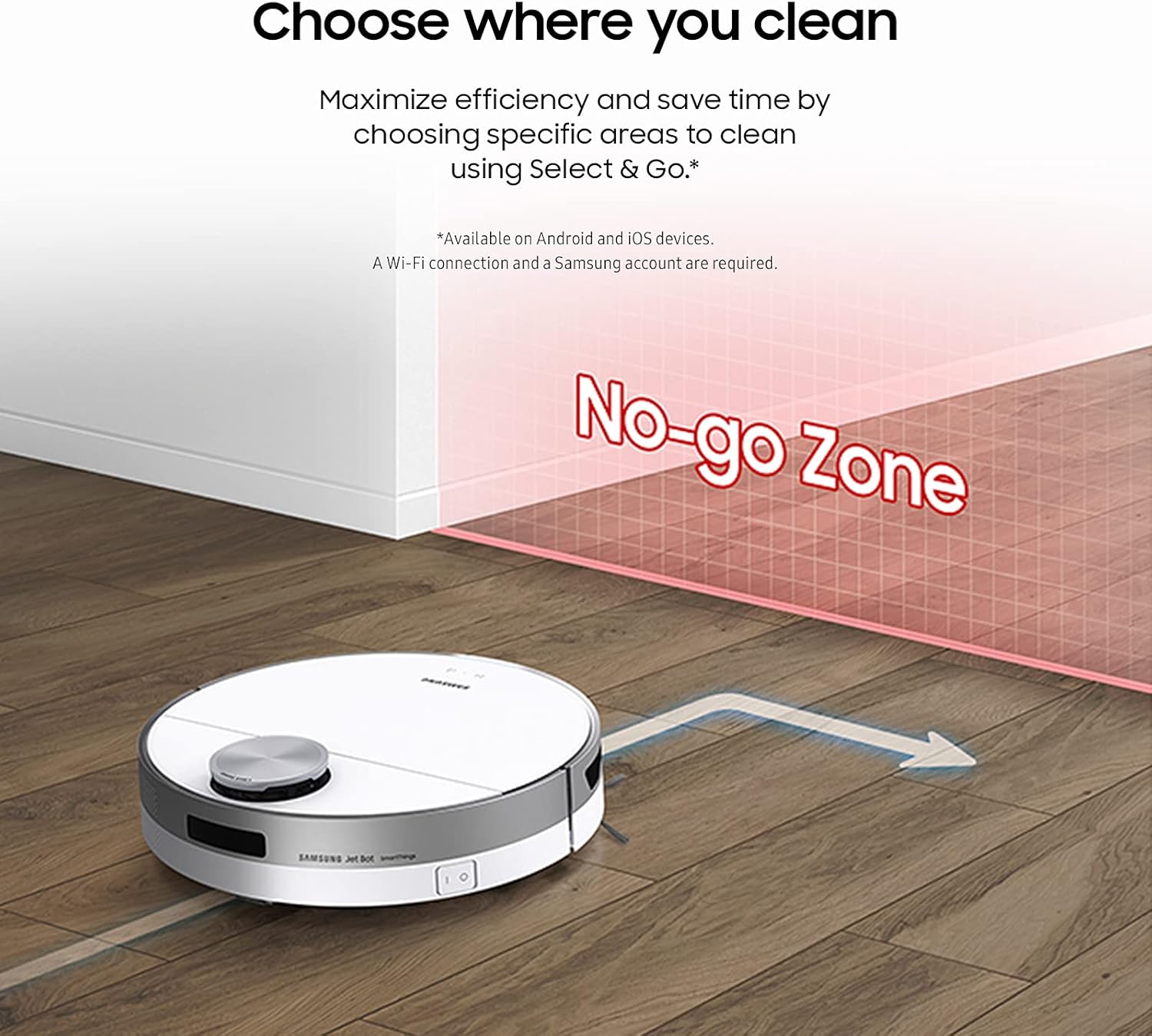 SAMSUNG Jet Bot Robot Cordless Vacuum Cleaner w Intelligent Power Control, Precise Navigation, Multi Surface Cleaning for Hardwood Floors, Carpets, Rugs, Anti Hair, VR30T80313W AA, White7
