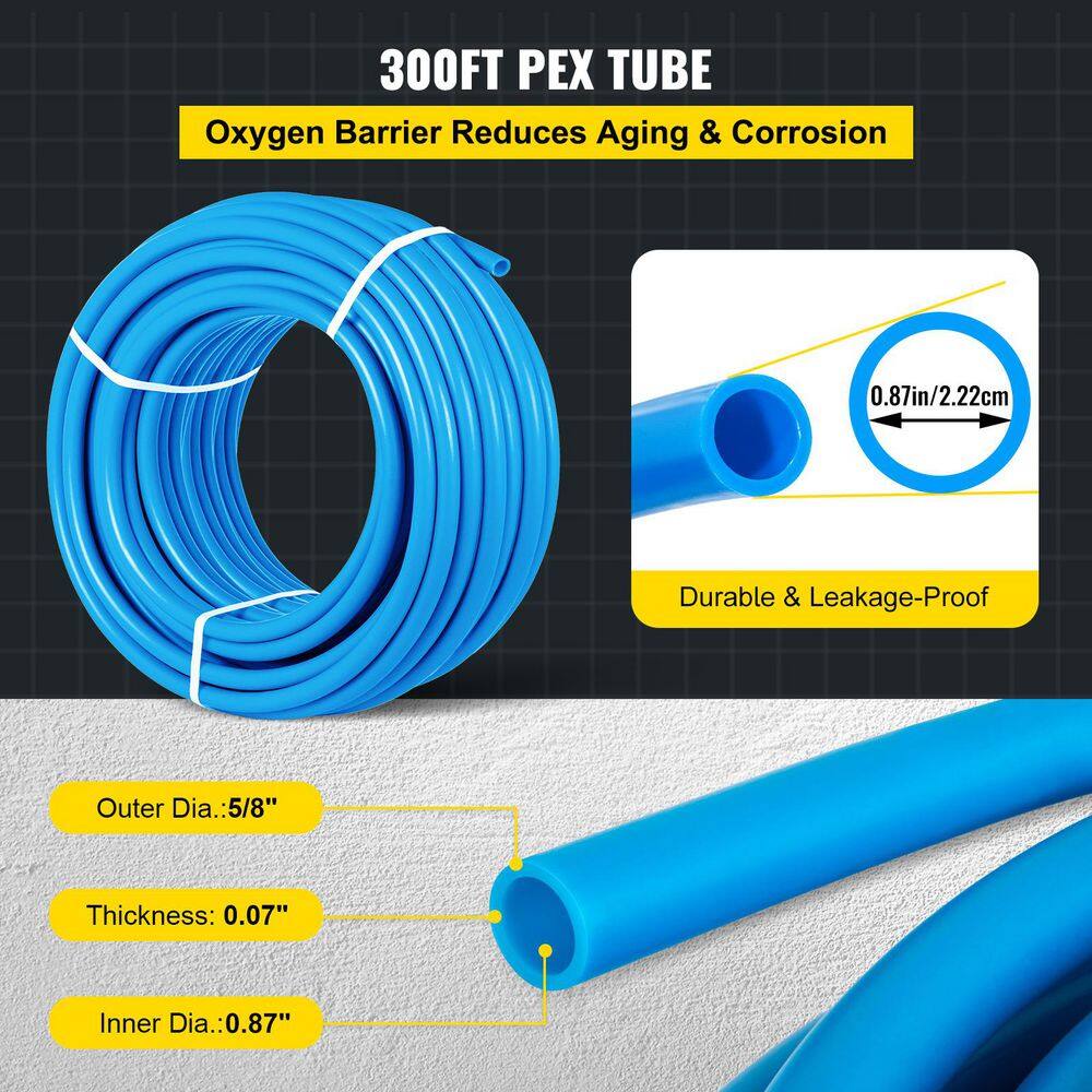 SKYSHALO Pex Tubing, 1 in. 300 ft. Flexible Pipe, Non-Oxygen Barrier, 80-160psi for Hot Cold Water, Radiant Heating8