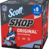 Scott Shop Original Blue Towels (75190), 9"x12" Cloth-like Paper Towel (8 Boxes of 200 Sheets, 1,600 Sheet Total)
