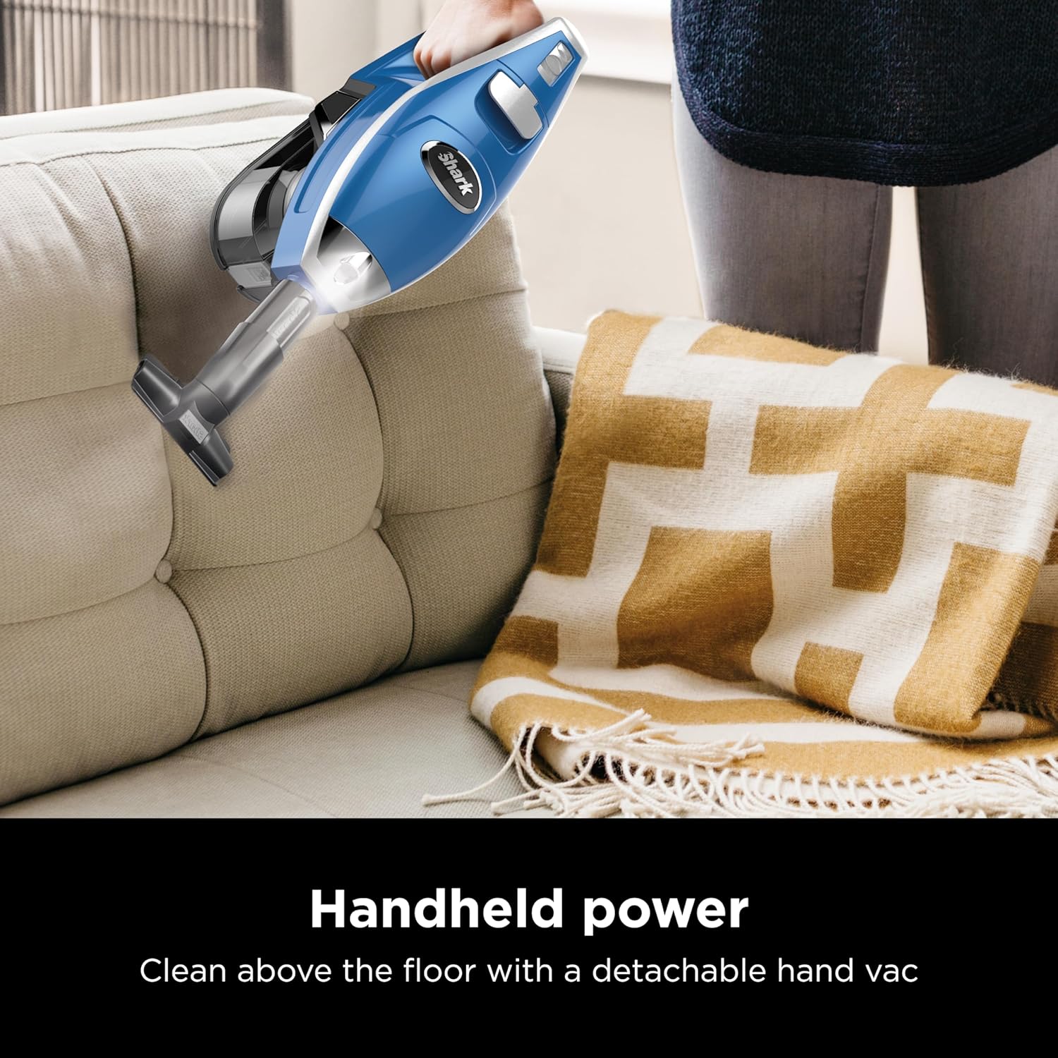 Shark HV343AMZ Rocket Corded Stick Vacuum with Self-Cleaning Brushroll, Lightweight & Maneuverable, Perfect for Pet Hair Pickup, Converts to a Hand Vacuum, Crevice Upholstery Tools, Blue Silver3