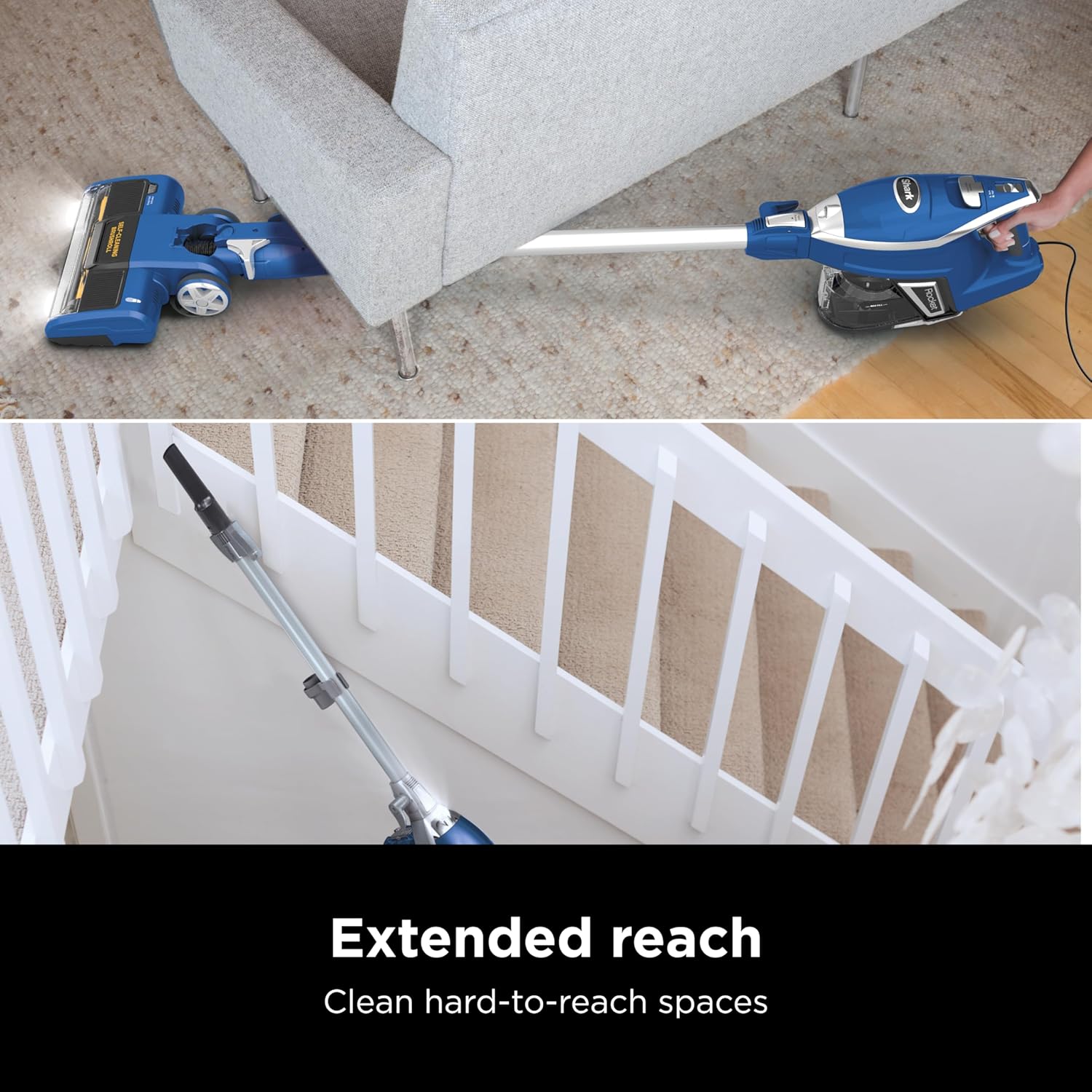 Shark HV343AMZ Rocket Corded Stick Vacuum with Self-Cleaning Brushroll, Lightweight & Maneuverable, Perfect for Pet Hair Pickup, Converts to a Hand Vacuum, Crevice Upholstery Tools, Blue Silver6