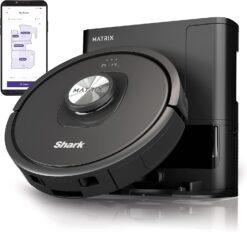 Shark RV2310AE Matrix Self-Emptying Robot Vacuum with Bagless, 45-Day Capacity, Self-Cleaning Brushroll for Pet Hair, No Spots Missed on Carpets & Hard FloorsA, Precision Home Mapping, Wi-Fi, Black