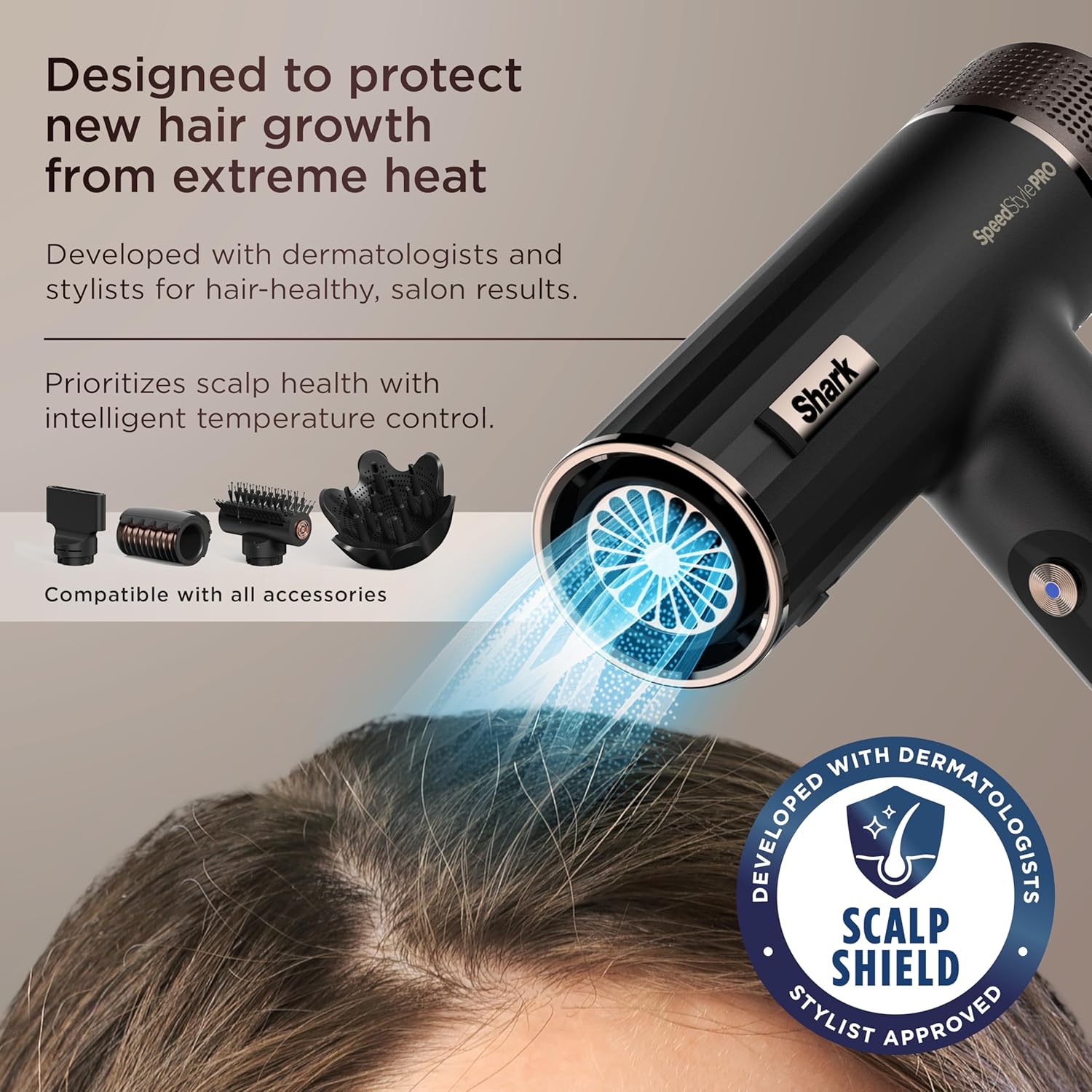 Shark SpeedStyle Pro Professional Performance High-Velocity Hair Dryer System with Scalp Shield and IQ Speed Styling & Drying Suite, Straight and Wavy Hair, Lightweight, Ionic, No Heat Damage, HD7314
