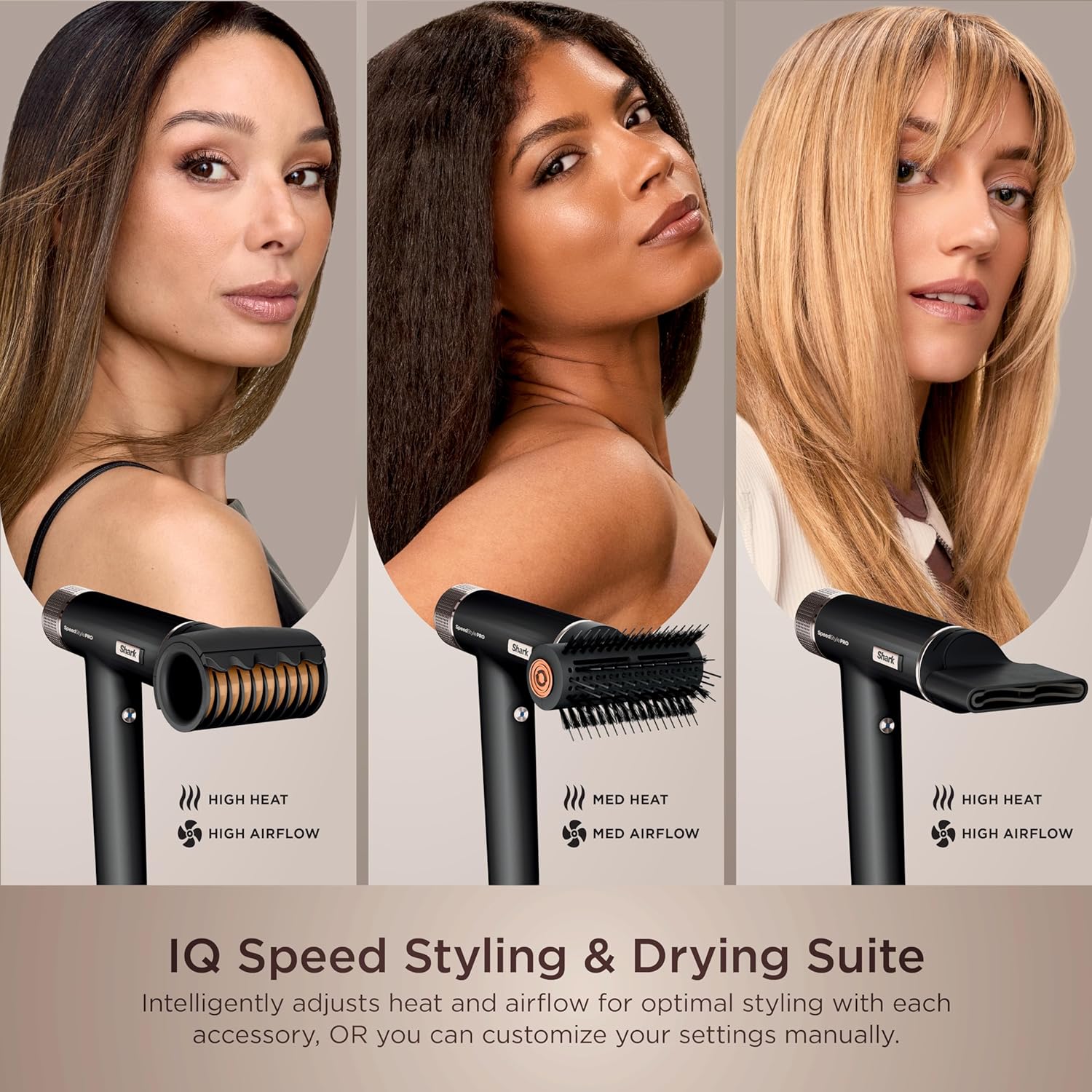 Shark SpeedStyle Pro Professional Performance High-Velocity Hair Dryer System with Scalp Shield and IQ Speed Styling & Drying Suite, Straight and Wavy Hair, Lightweight, Ionic, No Heat Damage, HD7315