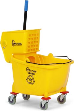 Simpli-Magic Commercial Mop Bucket with Side Press Wringer, 36 Quart, New Generation, Yellow