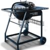 SnS Grills MasterKettle Charcoal Grill and Smoker with Patented Slow ‘N Sear Deluxe Insert, EasySpin Grate for Two-Zone Cooking and Integrated Table, Low ‘N Slow Smoking and BBQing - Black 22-Inch