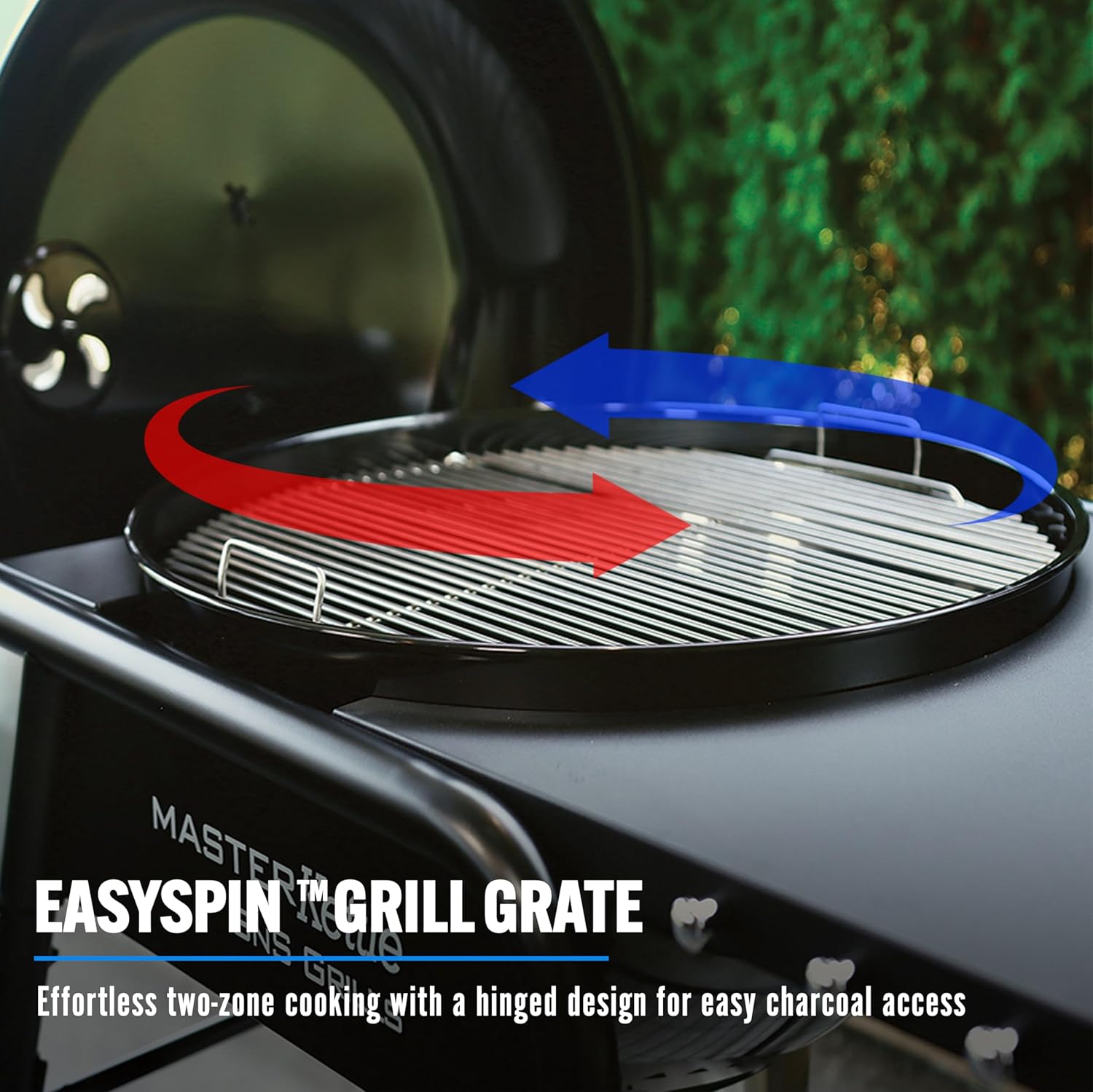 SnS Grills MasterKettle Charcoal Grill and Smoker with Patented Slow ‘N Sear Deluxe Insert, EasySpin Grate for Two-Zone Cooking and Integrated Table, Low ‘N Slow Smoking and BBQing - Black 22-Inch1