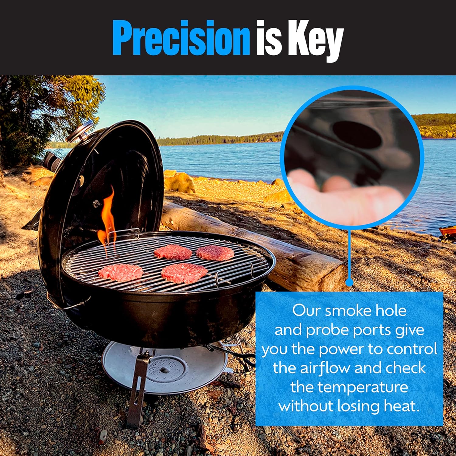 SnS Grills Slow ‘N Sear Travel Kettle, 2-Zone Cook Charcoal Basket and Easy Spin 18” Grate - Portable Charcoal Grill for BBQ Cooking - Travel Kettle 18”9