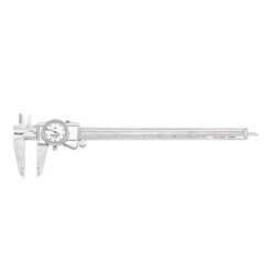 Starrett Dial Caliper with Adjustable Bezel and Fitted Case - White Face, 0-12" Range, -0.001" Accuracy, .001" Graduation - 3202-12