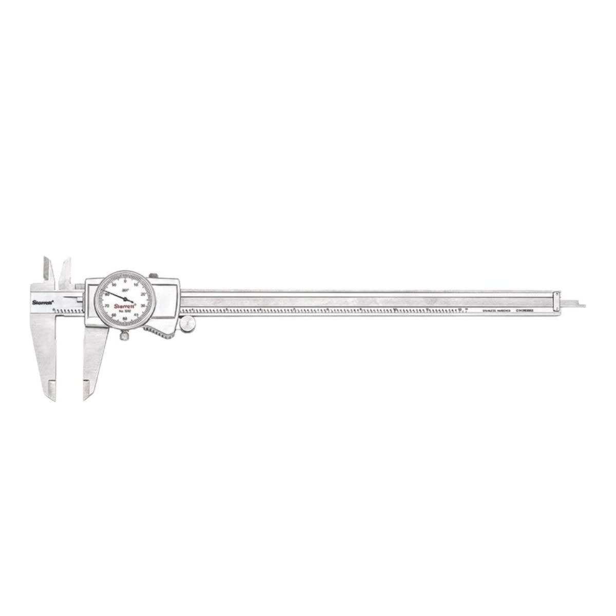 Starrett Dial Caliper with Adjustable Bezel and Fitted Case - White Face, 0-12 Range, -0.001 Accuracy, .001 Graduation - 3202-12 Starrett Dial Caliper with Adjustable Bezel and Fitted Case - White Face, 0-12" Range, -0.001" Accuracy, .001" Graduation - 3202-12
