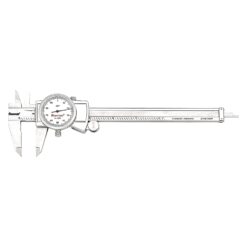 Starrett Dial Caliper with Adjustable Bezel and Fitted Case - White Face, 0-6