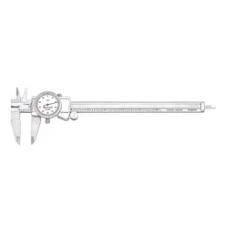 Starrett Dial Caliper with Adjustable Bezel and Fitted Case - White Face, 0-8