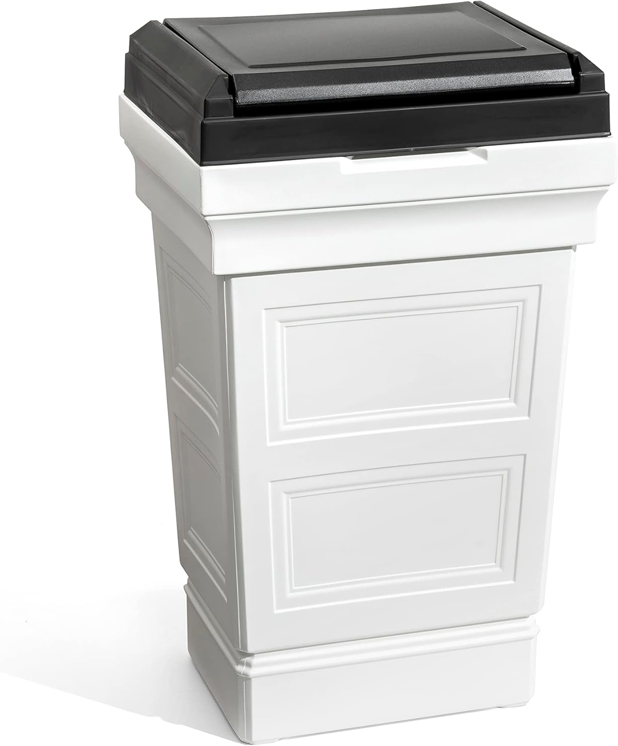 Step2 Atherton Large Garbage Container, Indoor Outdoor Trash Can with Lid, Weather Resistant, Made of Durable Plastic, Weather-Resistant, Classic White Step2 Atherton Large Garbage Container, Indoor/Outdoor Trash Can with Lid, Weather Resistant, Made of Durable Plastic, Weather-Resistant, Classic White