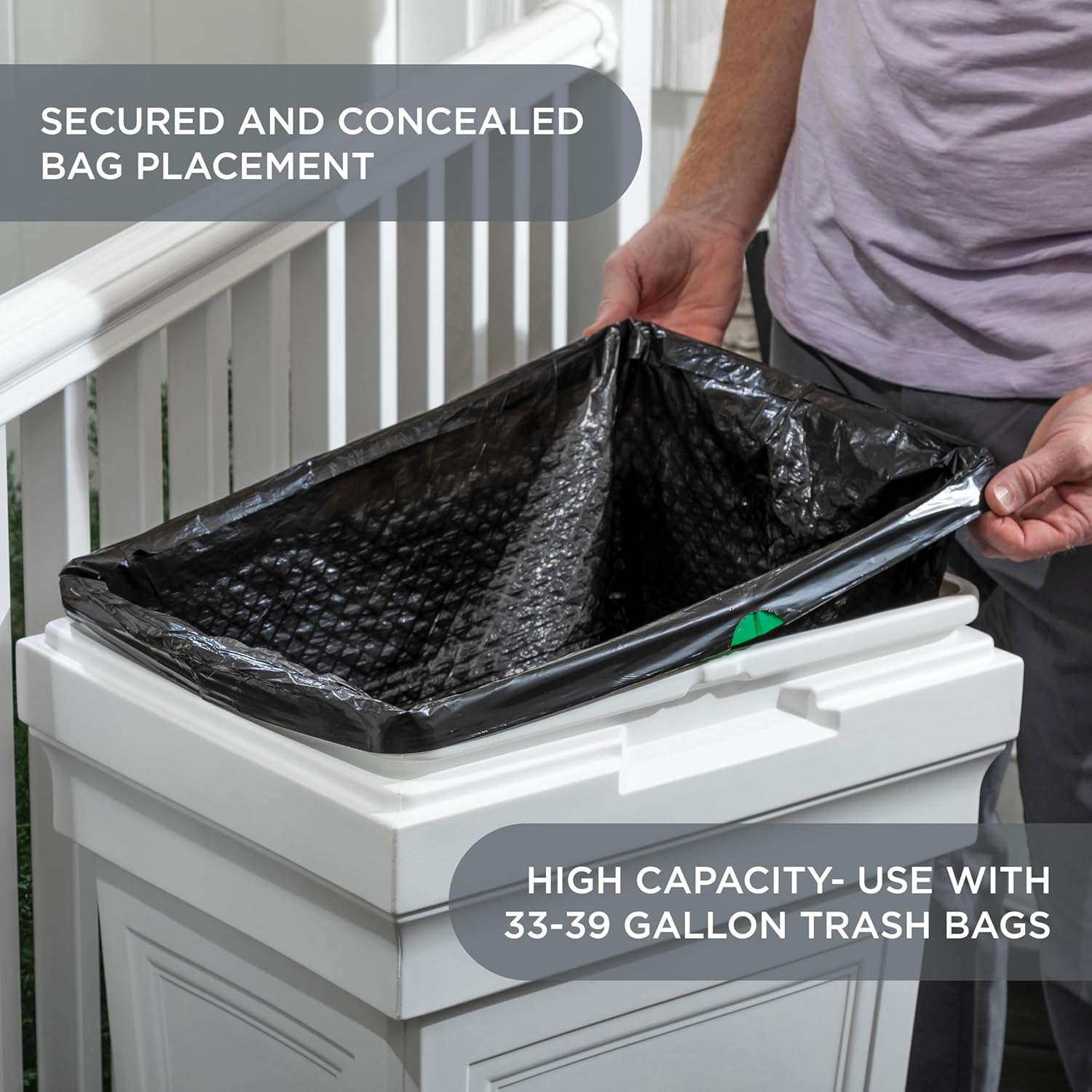 Step2 Atherton Large Garbage Container, Indoor Outdoor Trash Can with Lid, Weather Resistant, Made of Durable Plastic, Weather-Resistant, Classic White2