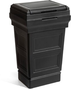 Step2 Atherton Large Garbage Container, Indoor/Outdoor Trash Can with Lid, Weather Resistant, Made of Durable Plastic, Weather-Resistant, Onyx Black