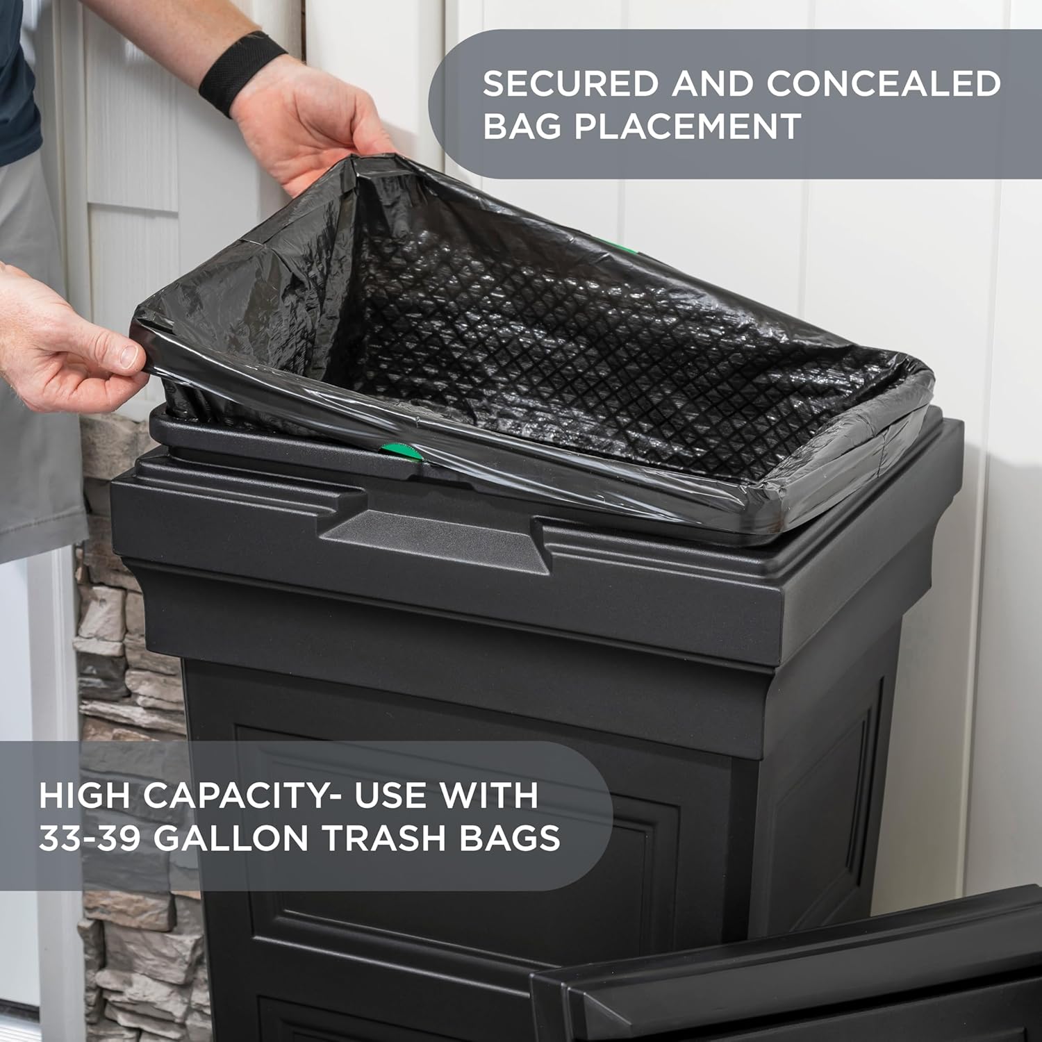 Step2 Atherton Large Garbage Container, Indoor Outdoor Trash Can with Lid, Weather Resistant, Made of Durable Plastic, Weather-Resistant, Onyx Black2