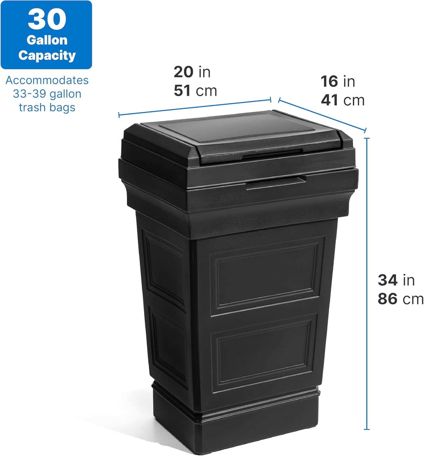 Step2 Atherton Large Garbage Container, Indoor Outdoor Trash Can with Lid, Weather Resistant, Made of Durable Plastic, Weather-Resistant, Onyx Black7
