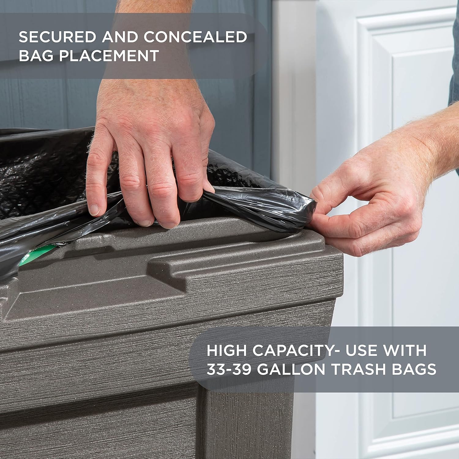 Step2 Lakewood Garbage Container - Dark Cedar - Indoor Outdoor Refuse Container - Large Capacity Garbage Receptacle - Decorative Trash Can with Lid - Ideal for Patio, Kitchen, Pool Storage and More6