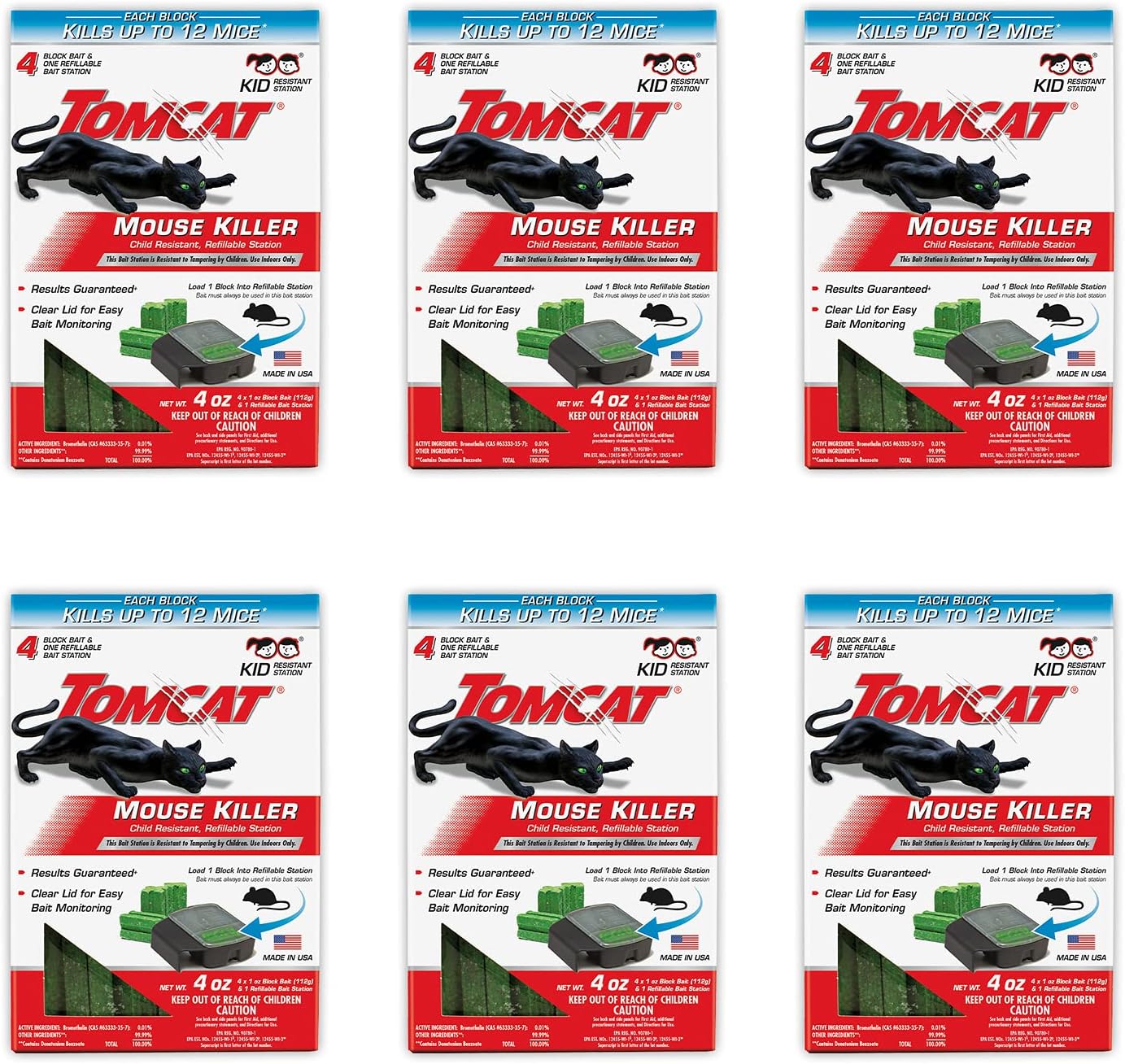Tomcat Kid Resistant Mouse Killer Refillable Bait Station, 6 Pack Tomcat Kid Resistant Mouse Killer Refillable Bait Station, 6 Pack