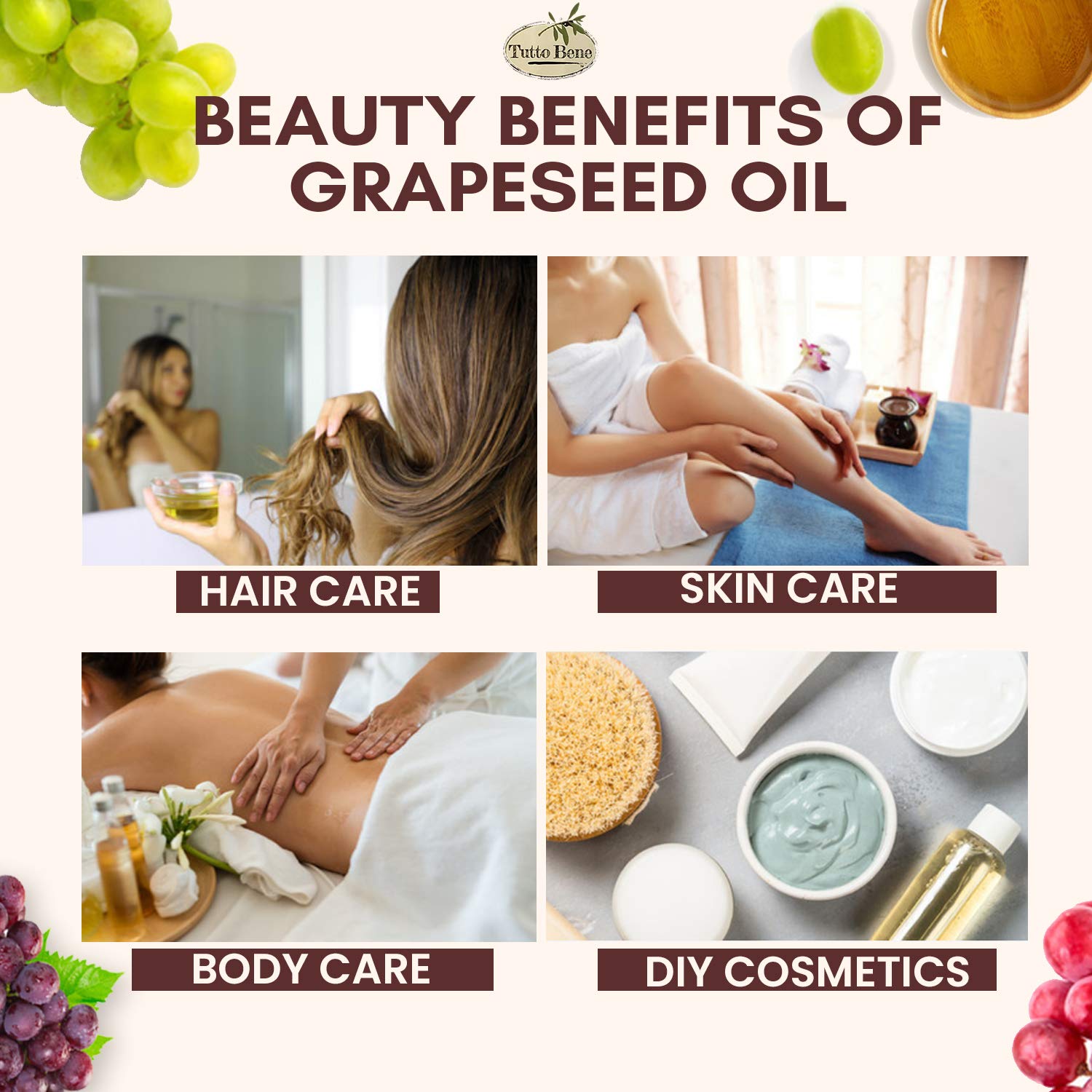 Tutto Bene Premium Quality Grapeseed Oil - 1 Gallon (128 ounces), for Cooking With 0% Trans Fat for Healthy Living - Cholesterol Free - High in Antioxidants and Vitamin E9