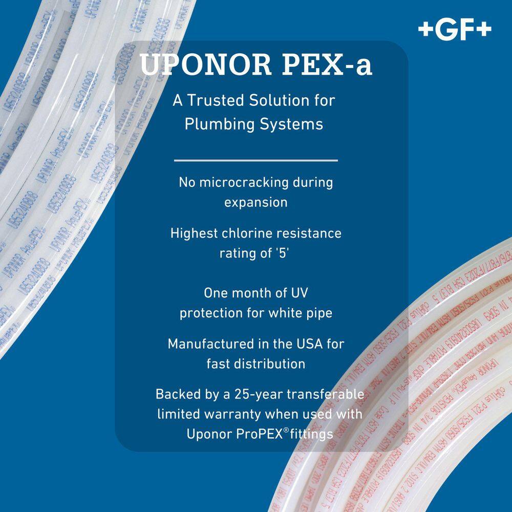 Uponor F4340750R AquaPEX 3 4 in. x 100 ft. White with Blue Print PEX-A Expansion Pipe3