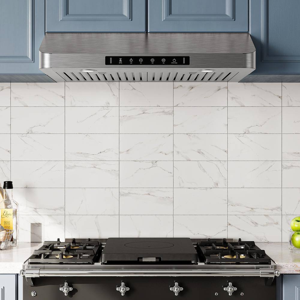 VIKIO IKC01-30-J 30 in. 900 CFM Ducted Under Cabinet Range Hood in Stainless Steel with 3 -Way Venting and Removable LED1