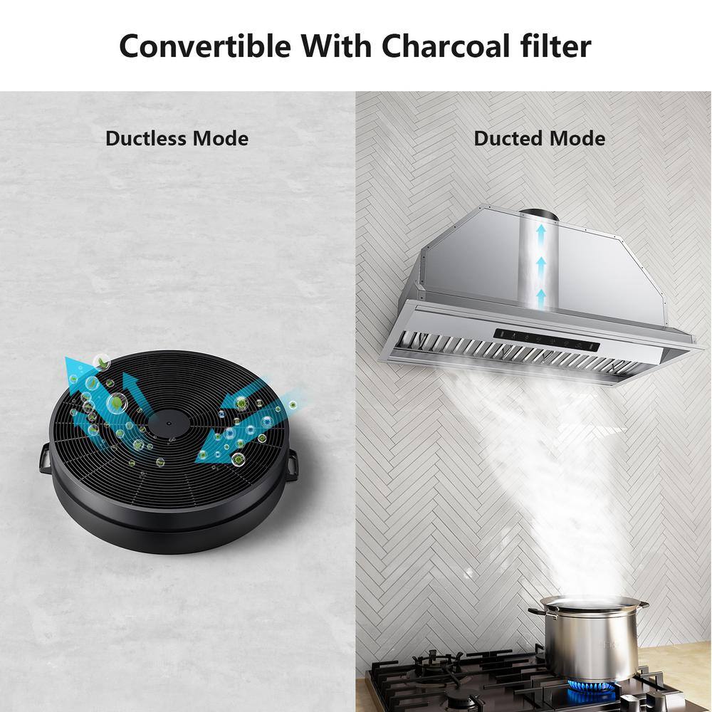 VIKIO RHIN02-42 42 in. 900 CFM Convertible Insert Range Hood Stainless Steel with Baffle Filters, LED and Gesture Control7