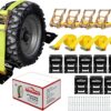 Vehicle Wheel Chock Tie Down kit 4500lb Break Strength-4 Pack 2" x9' E Track Straps-Ultimate Heavy Duty Trailer Tire Strap System for ATV,UTV,Lawn Mower
