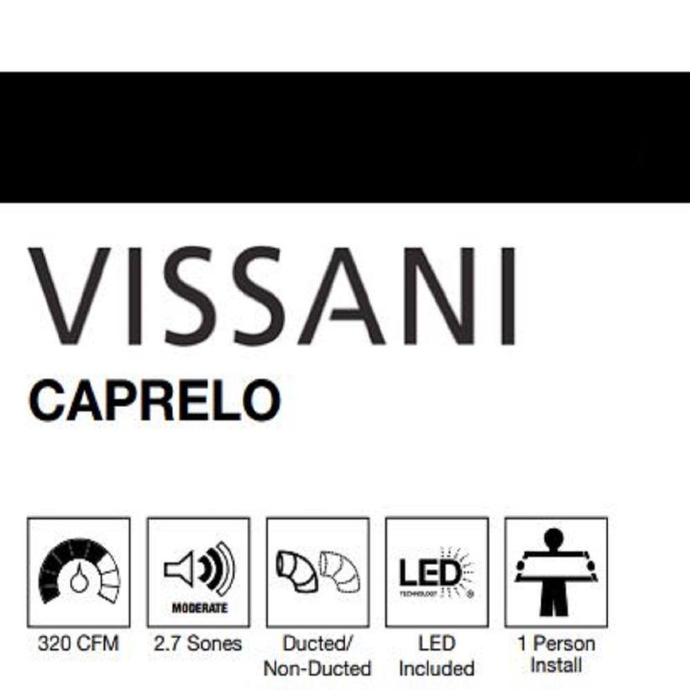 Vissani QR354SY Caprelo 36 in. 320 CFM Convertible Under Cabinet Range Hood in Stainless Steel with LED Lighting and Charcoal Filter18