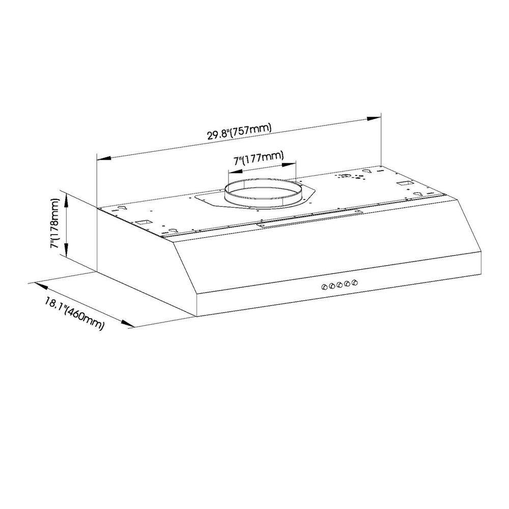 Vissani Sarela 30 in. W x 7 in. H 500CFM Convertible Under Cabinet Range Hood in Stainless Steel with LED Lights and Filter9