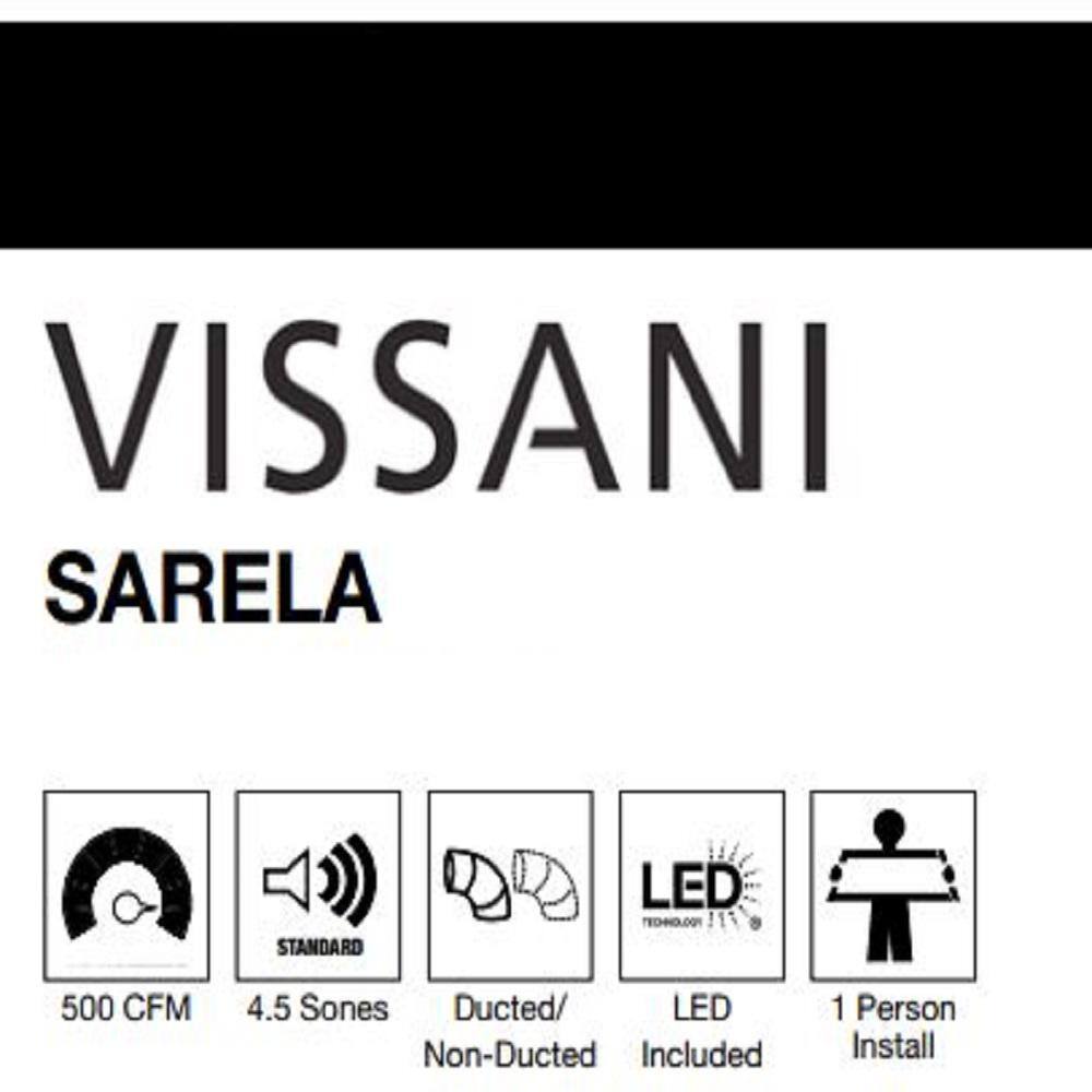 Vissani Sarela 36 in. W x 7 in. H 500CFM Convertible Under Cabinet Range Hood in Stainless Steel with LED Lights and Filter11
