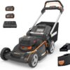 WORX Nitro 40V 21" Cordless Lawn Mower with Aerodeck & Intellicut, Electric Mower with Variable Speed, Self-propelled Lawn Mower WG760 – (2) PowerShare 5.0Ah Batteries & Charger Included