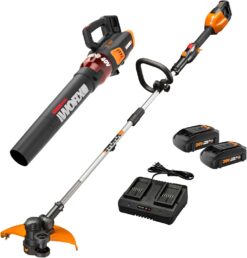 WORX WG927 40V 13" Cordless String Trimmer/Edger + Leaf Blower Combo Kit, Batteries & Charger Included