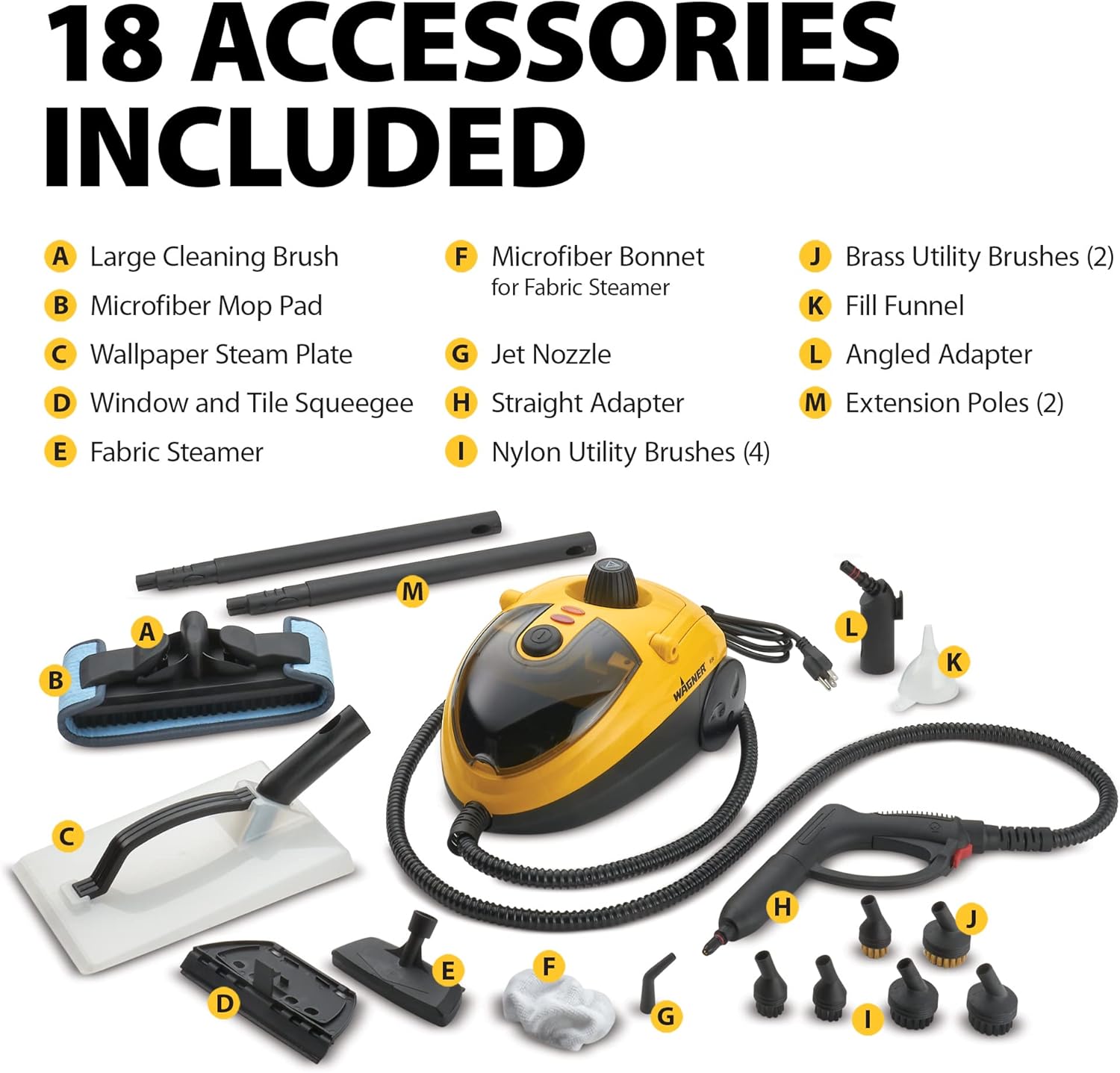 Wagner Spraytech 0282014 915e On-Demand Steam Cleaner & Wallpaper Removal, Multipurpose Power Steamer, 18 Attachments Included (Some Pieces Included in Storage Compartment) For Floor1