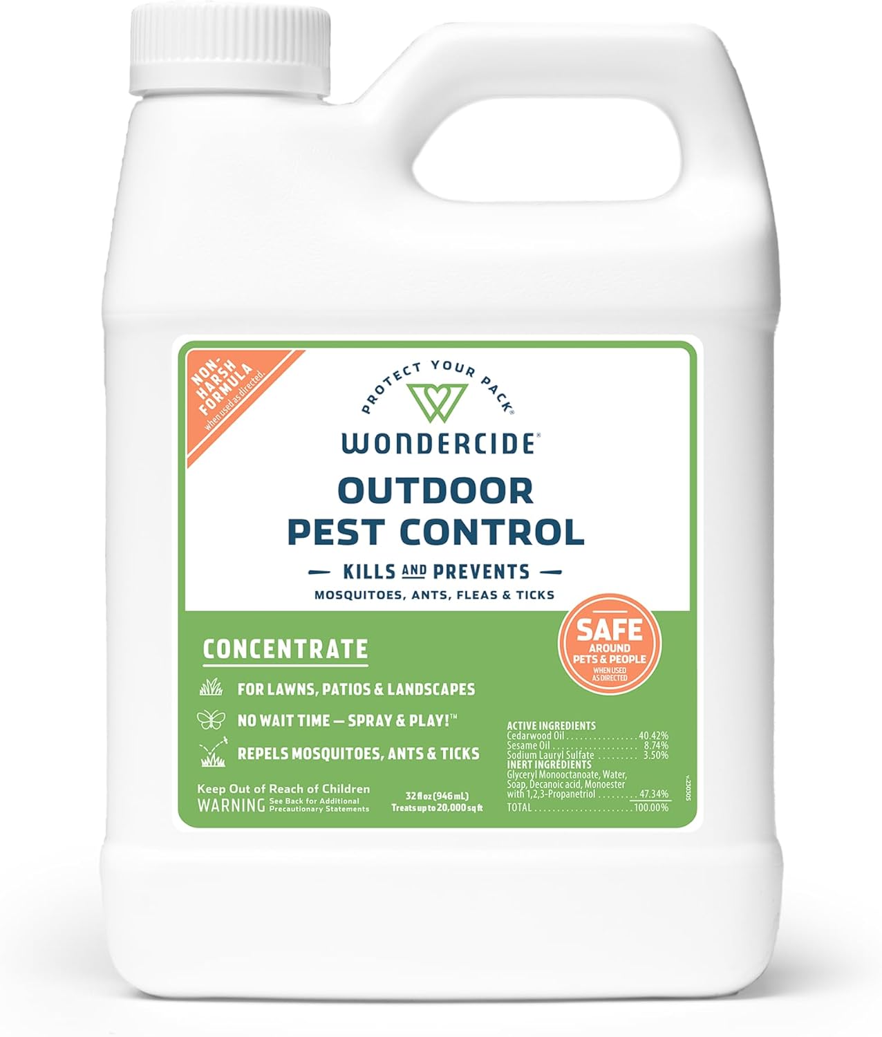 Wondercide - Outdoor Pest Control Spray Concentrate with Natural Essential Oils - Mosquito, Ant, Roach, and Insect Killer, Treatment, and Repellent - Safe Around Pets, Plants, Kids - 32 oz Wondercide - Outdoor Pest Control Spray Concentrate with Natural Essential Oils - Mosquito, Ant, Roach, and Insect Killer, Treatment, and Repellent - Safe Around Pets, Plants, Kids - 32 oz