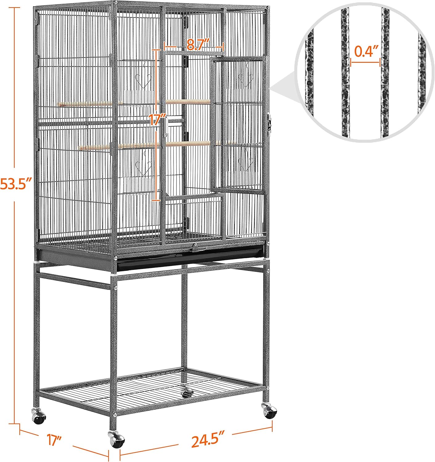 Yaheetech 54-inch Wrought Iron Standing Large Parrot Parakeet Flight Bird Cage for Small Parrot Sun Parakeet Green Cheek Conure Lovebird Budgie Finch Canary Bird Cage with Stand3