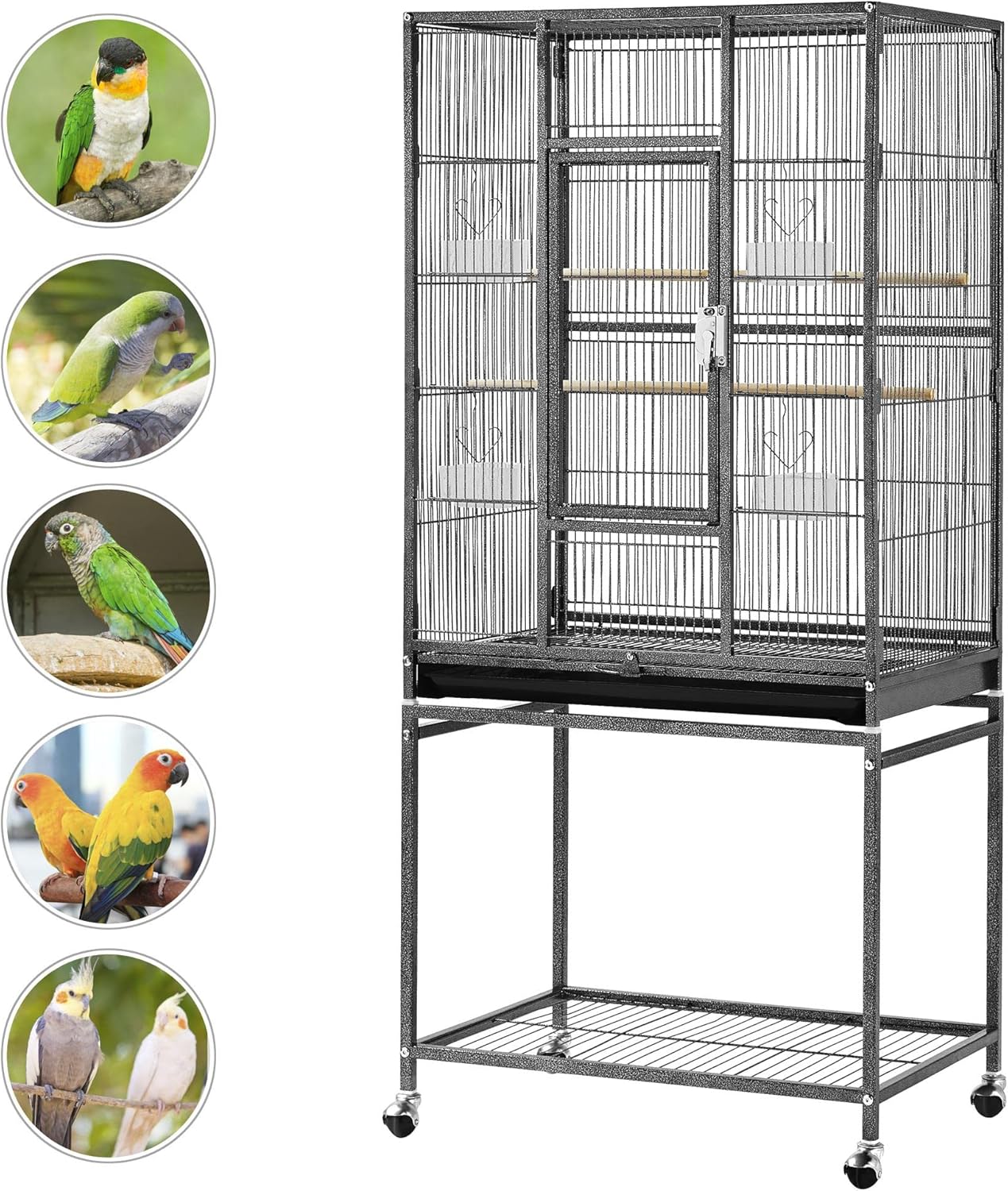 Yaheetech 54-inch Wrought Iron Standing Large Parrot Parakeet Flight Bird Cage for Small Parrot Sun Parakeet Green Cheek Conure Lovebird Budgie Finch Canary Bird Cage with Stand7