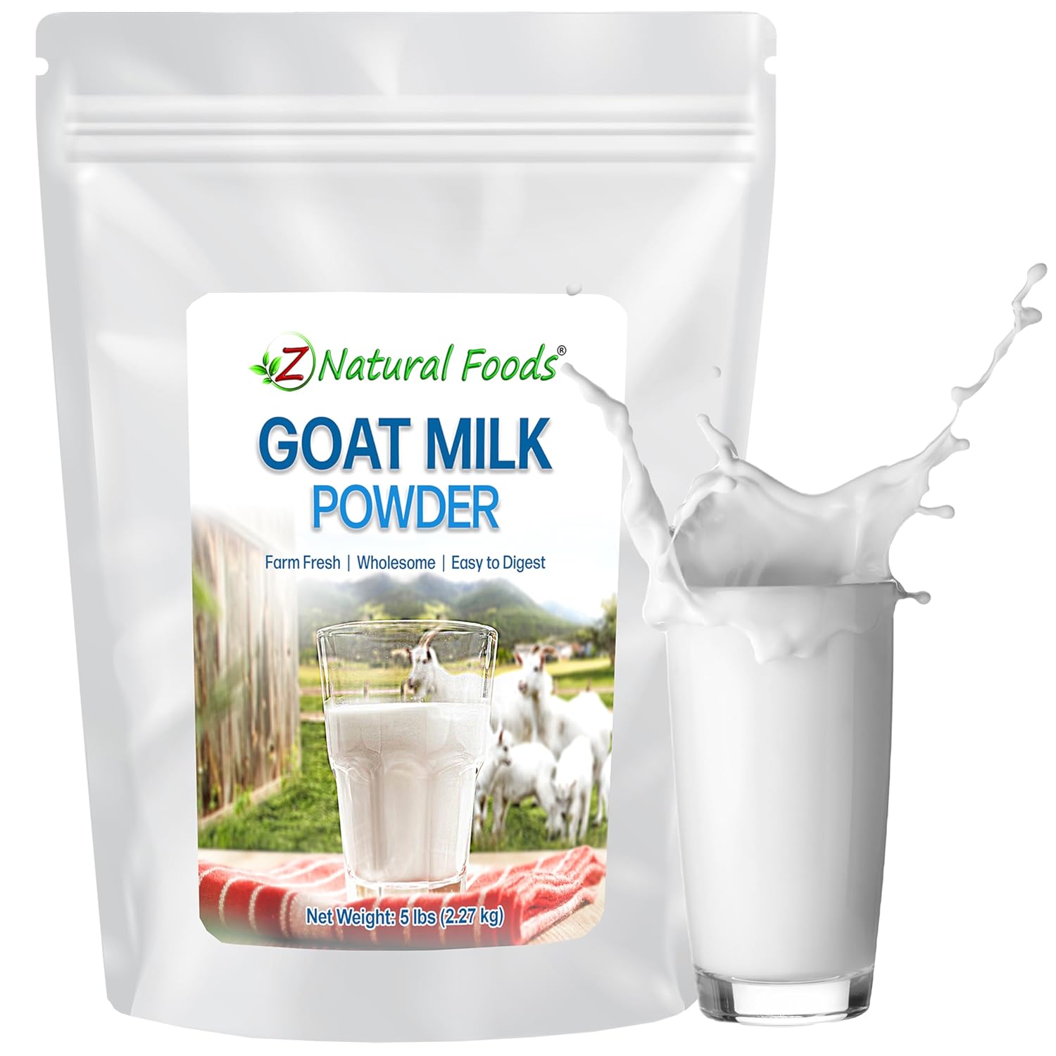 Z Natural Foods Goat Milk Powder - Pure Netherlands Full Cream Milk, Powdered Goat Milk, Highly Nutritious, Easy Digestion - Whole Goats Milk for Adults for Smoothies, Cooking, Baking, 5 lbs Z Natural Foods Goat Milk Powder - Pure Netherlands Full Cream Milk, Powdered Goat Milk, Highly Nutritious, Easy Digestion - Whole Goats Milk for Adults for Smoothies, Cooking, Baking, 5 lbs