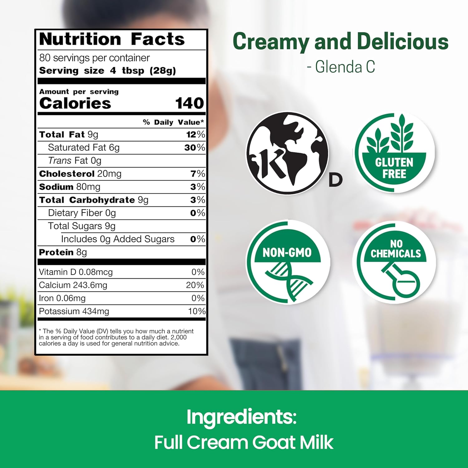 Z Natural Foods Goat Milk Powder - Pure Netherlands Full Cream Milk, Powdered Goat Milk, Highly Nutritious, Easy Digestion - Whole Goats Milk for Adults for Smoothies, Cooking, Baking, 5 lbs1